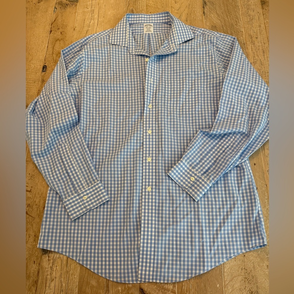 Brooks Brothers Regent Blue and White Gingham Dress Shirt